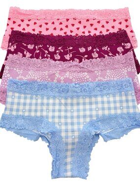 Victoria's Secret PINK Cheeky Lace Panties Womens Large L LOT OF 4 VS Panty